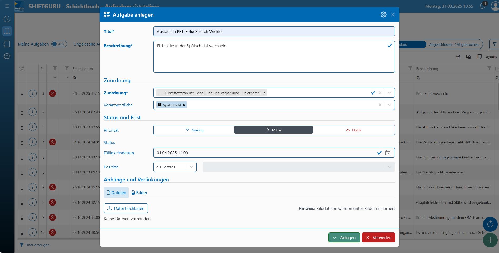 Plant Historian SB - Shift book - digital acquisition and documentation of shift events